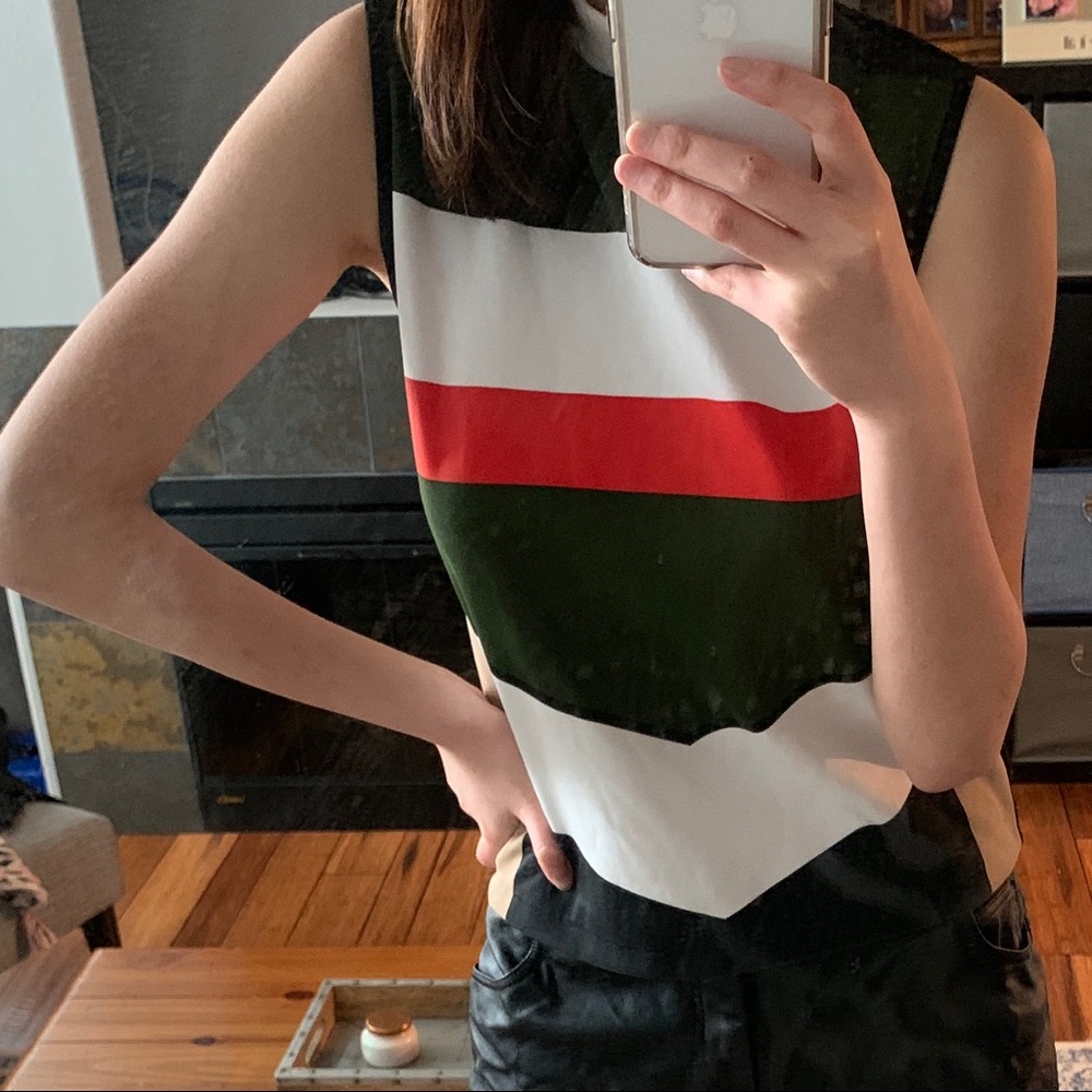 Zara sleeveless striped mock neck top